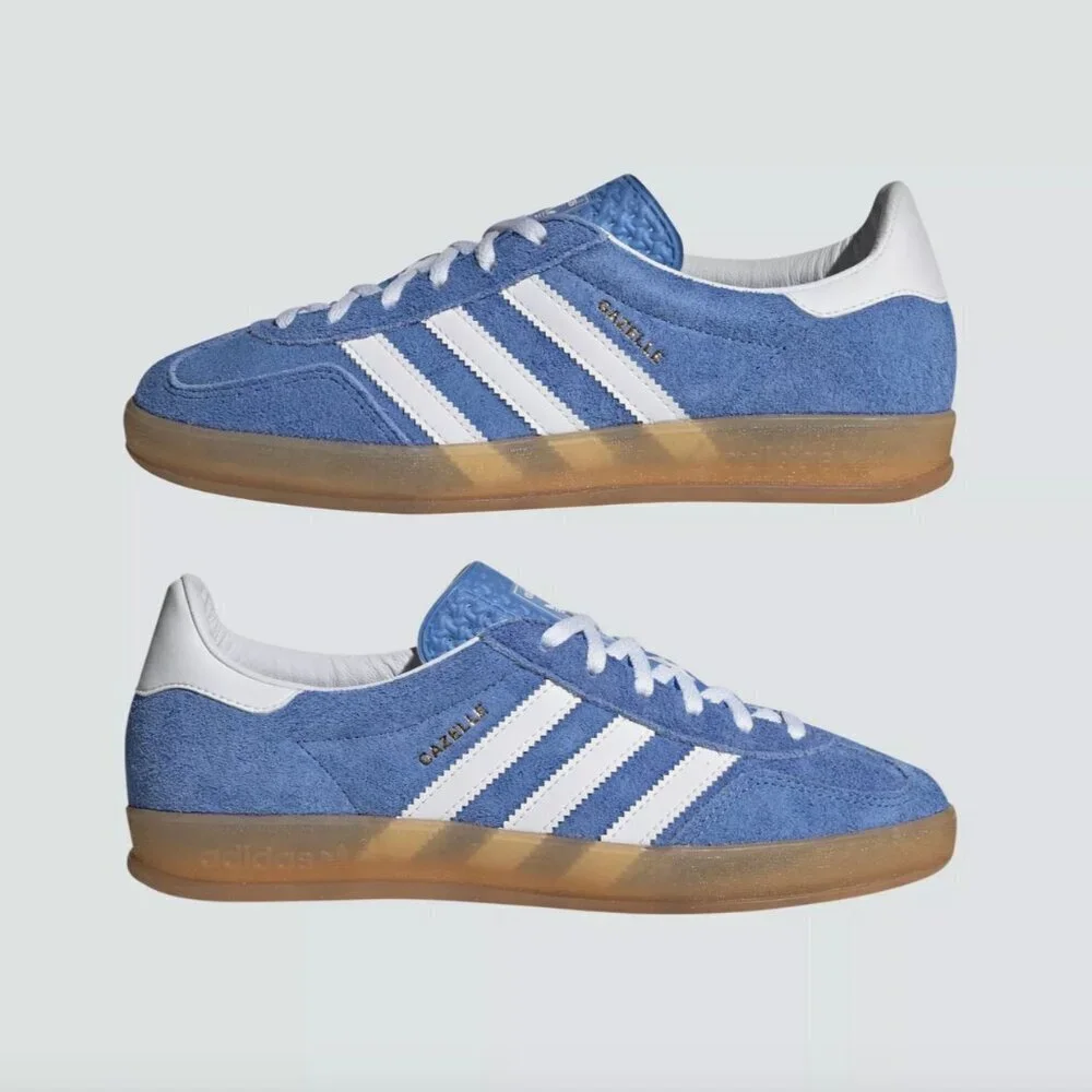 Adidas Women's Gazelle Indoor Sneakers Original Shoes Blue Fusion Gum HQ8717 - Picture 10 of 16
